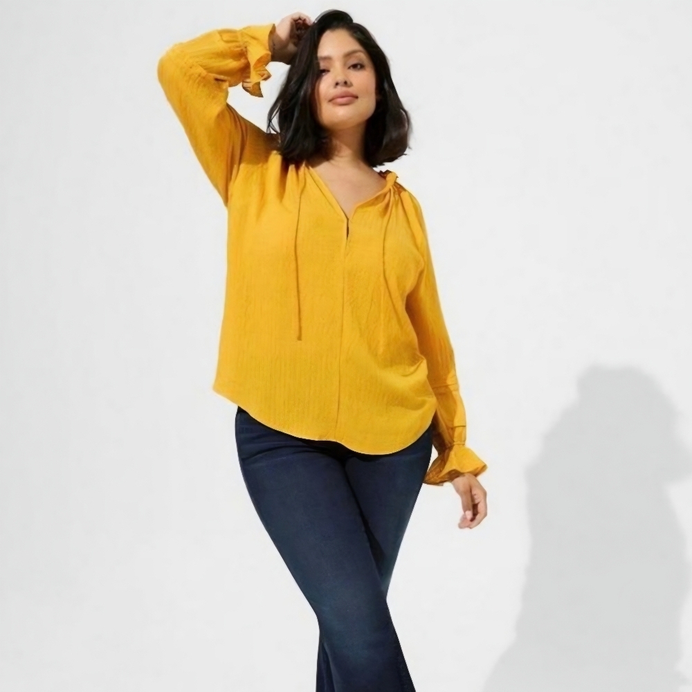 NWOT Torrid Mustard Blouse - Size 2